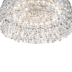 14.17 in. 20-Watt Modern Small Chrome Drum Integrated LED Flush Mount Ceiling Light with Beaded Crystal Shade