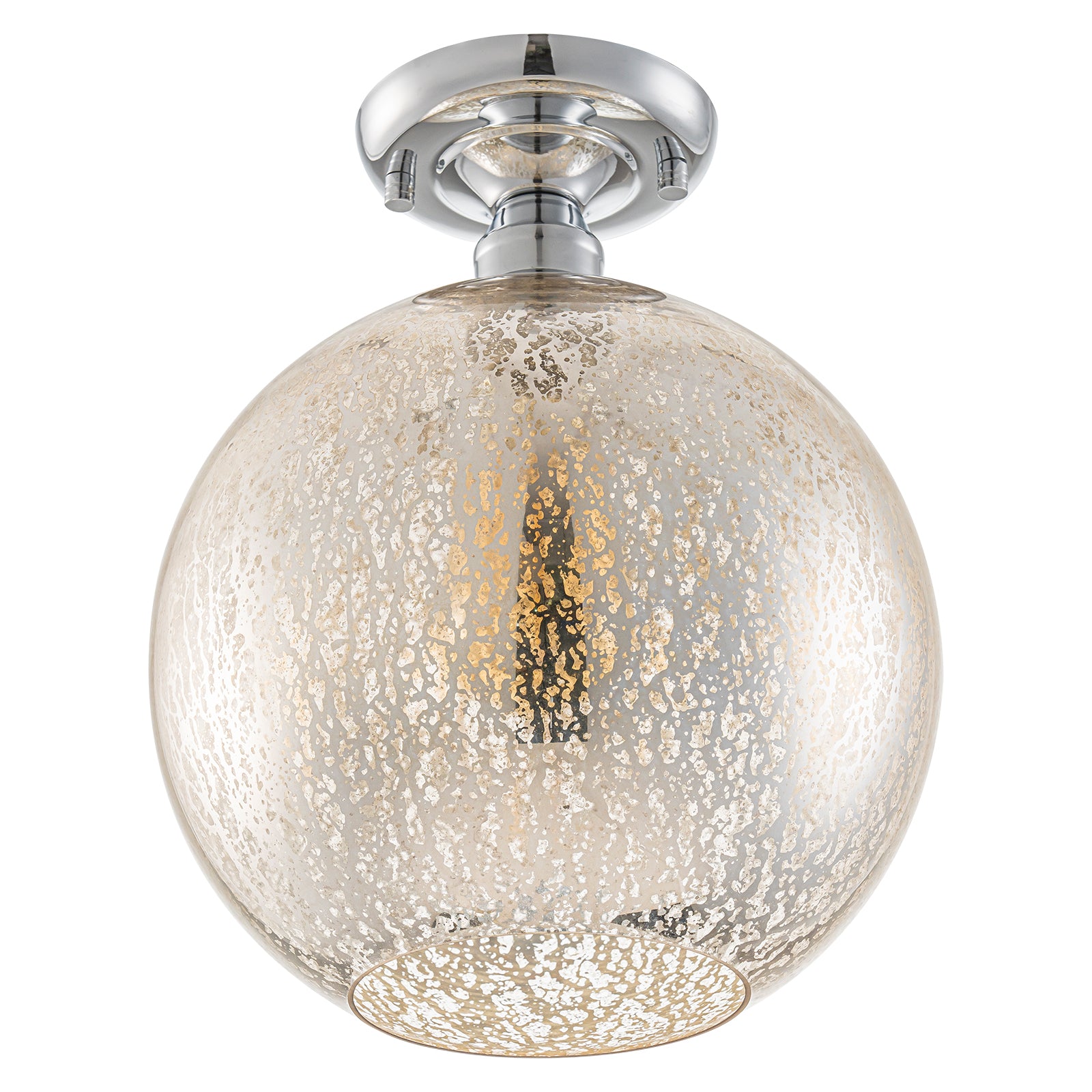 10 in. 1-Light Mini Chrome Transitional Round Flush Mount Ceiling Light with Globe Crackle Glass Shade for Hallway