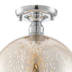 10 in. 1-Light Mini Chrome Transitional Round Flush Mount Ceiling Light with Globe Crackle Glass Shade for Hallway