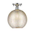 10 in. 1-Light Mini Chrome Transitional Round Flush Mount Ceiling Light with Globe Crackle Glass Shade for Hallway