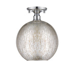 10 in. 1-Light Mini Chrome Transitional Round Flush Mount Ceiling Light with Globe Crackle Glass Shade for Hallway
