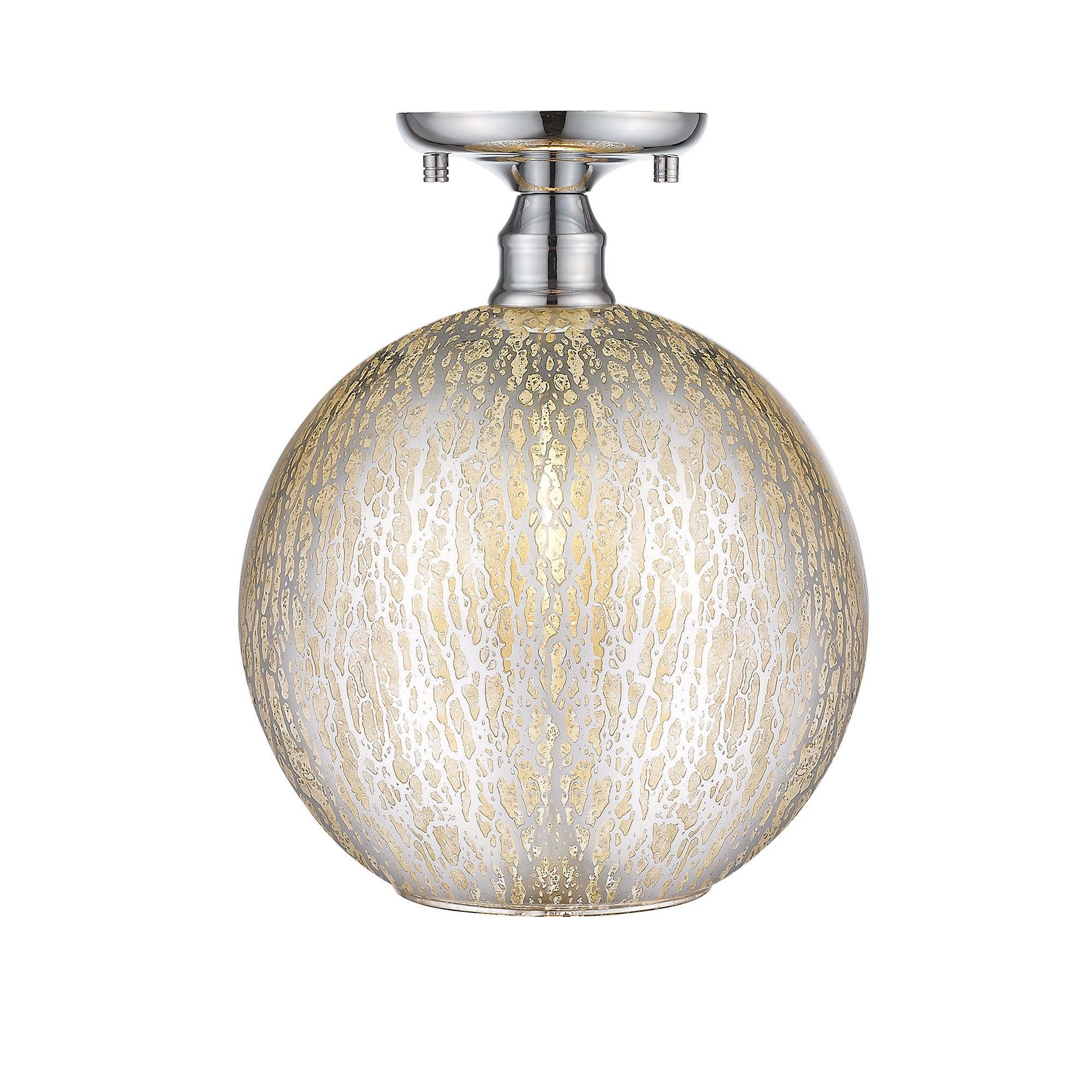 10 in. 1-Light Mini Chrome Transitional Round Flush Mount Ceiling Light with Globe Crackle Glass Shade for Hallway