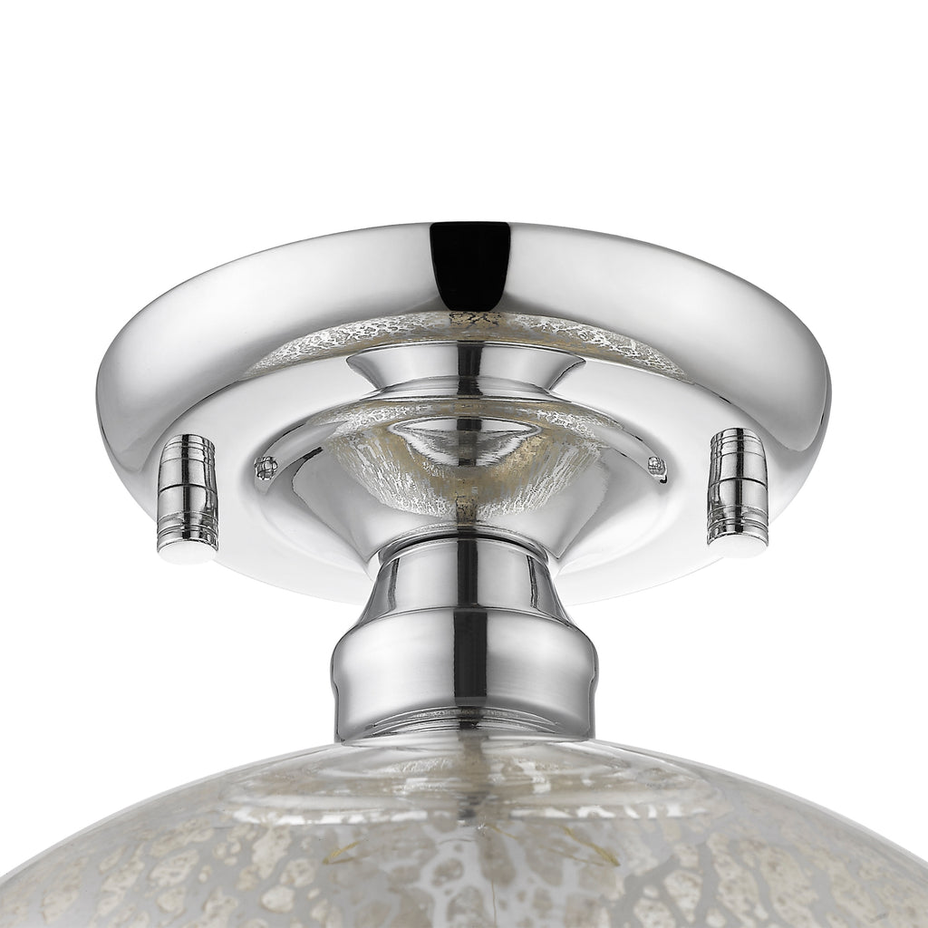 10 in. 1-Light Mini Chrome Transitional Round Flush Mount Ceiling Light with Globe Crackle Glass Shade for Hallway