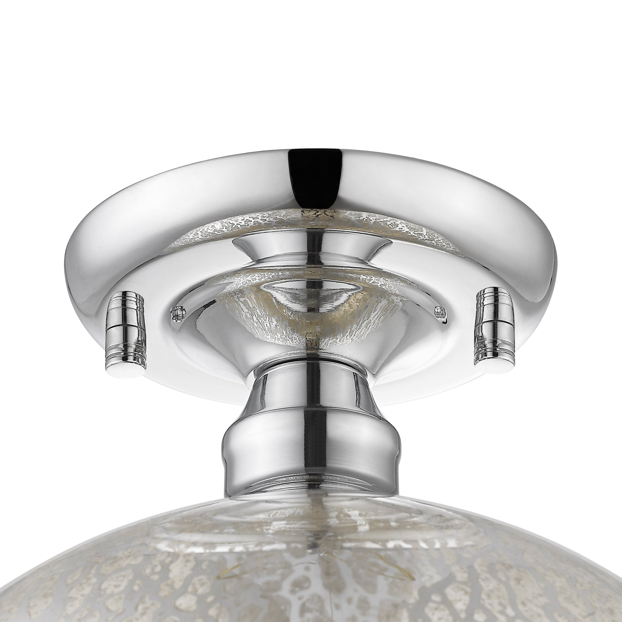 10 in. 1-Light Mini Chrome Transitional Round Flush Mount Ceiling Light with Globe Crackle Glass Shade for Hallway