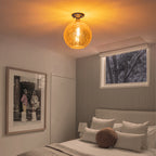 10 in. 1-Light Mini Chrome Transitional Round Flush Mount Ceiling Light with Globe Crackle Glass Shade for Hallway