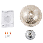 10 in. 1-Light Mini Chrome Transitional Round Flush Mount Ceiling Light with Globe Crackle Glass Shade for Hallway