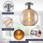 10 in. 1-Light Mini Chrome Transitional Round Flush Mount Ceiling Light with Globe Crackle Glass Shade for Hallway