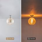 10 in. 1-Light Mini Chrome Transitional Round Flush Mount Ceiling Light with Globe Crackle Glass Shade for Hallway