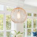 9.84 in. 1-Light Modern Chrome Island Pendant Light with Globe Glass Shade for Dining, Kitchen Island