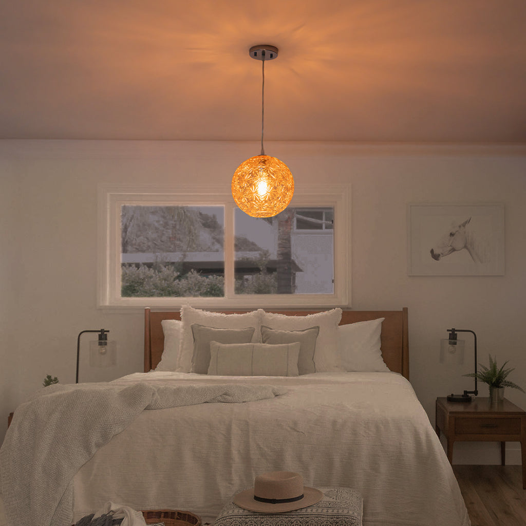 9.84 in. 1-Light Modern Chrome Island Pendant Light with Globe Glass Shade for Dining, Kitchen Island