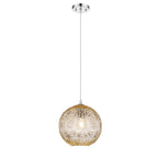 9.84 in. 1-Light Modern Chrome Island Pendant Light with Globe Glass Shade for Dining, Kitchen Island