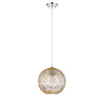 9.84 in. 1-Light Modern Chrome Island Pendant Light with Globe Glass Shade for Dining, Kitchen Island