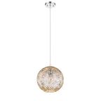 9.84 in. 1-Light Modern Chrome Island Pendant Light with Globe Glass Shade for Dining, Kitchen Island