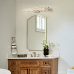 28.5 in. 1-Light Modern Chrome Metal Linear Integrated LED Bathroom Vanity Light Dimmable with Crystal Shade