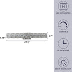 28.5 in. 1-Light Modern Chrome Metal Linear Integrated LED Bathroom Vanity Light Dimmable with Crystal Shade