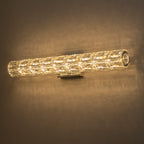 28.5 in. 1-Light Modern Chrome Metal Linear Integrated LED Bathroom Vanity Light Dimmable with Crystal Shade