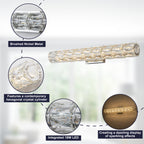 28.5 in. 1-Light Modern Chrome Metal Linear Integrated LED Bathroom Vanity Light Dimmable with Crystal Shade