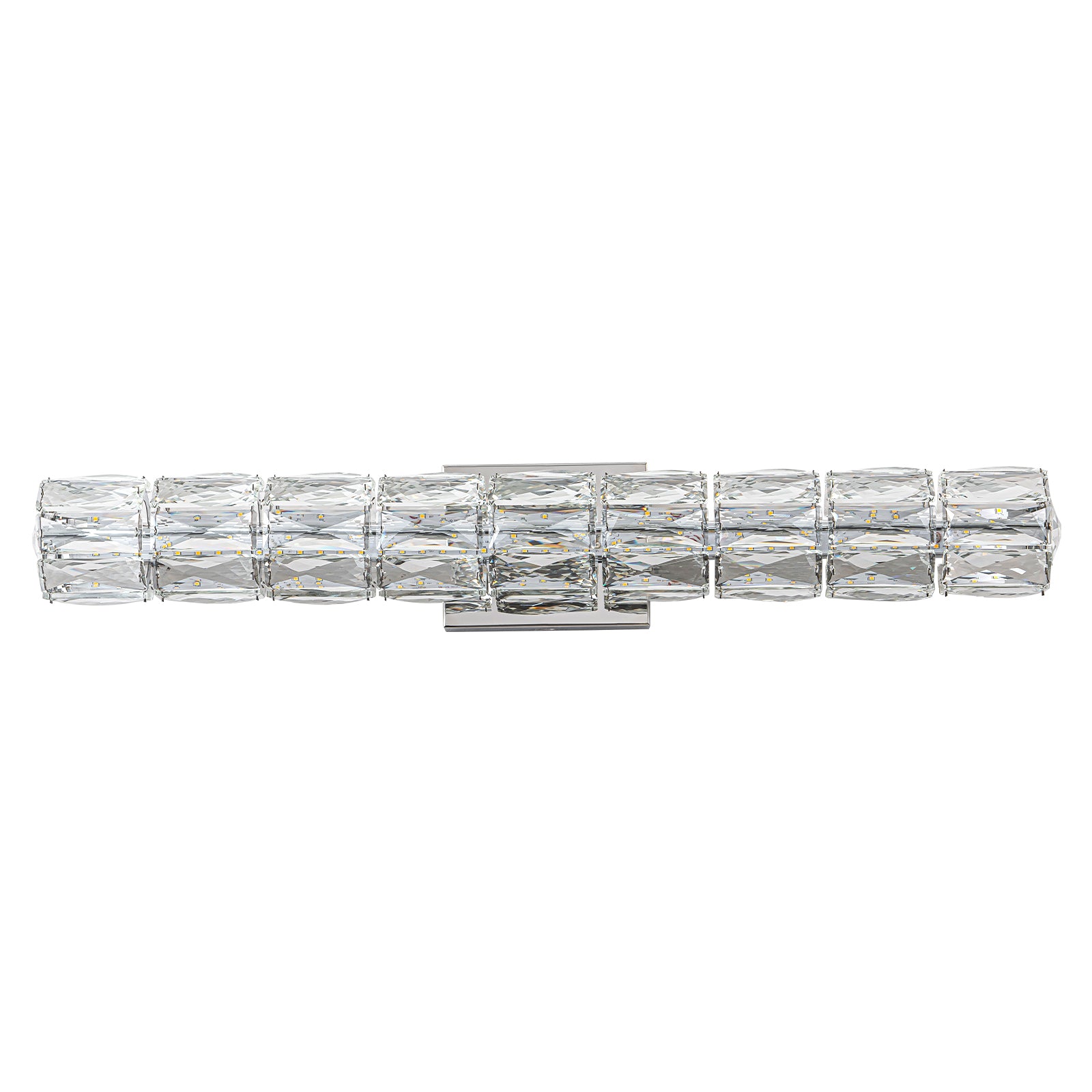 28.5 in. 1-Light Modern Chrome Metal Linear Integrated LED Bathroom Vanity Light Dimmable with Crystal Shade