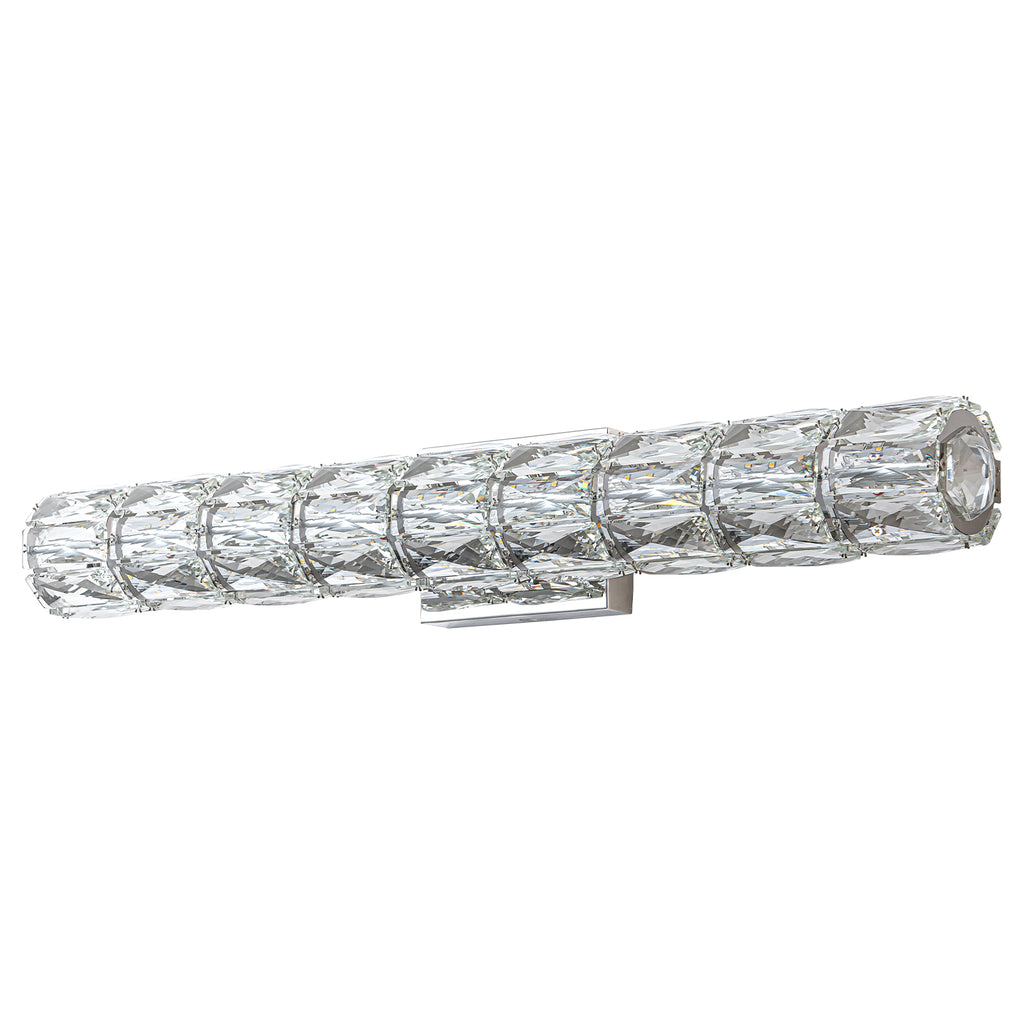 28.5 in. 1-Light Modern Chrome Metal Linear Integrated LED Bathroom Vanity Light Dimmable with Crystal Shade