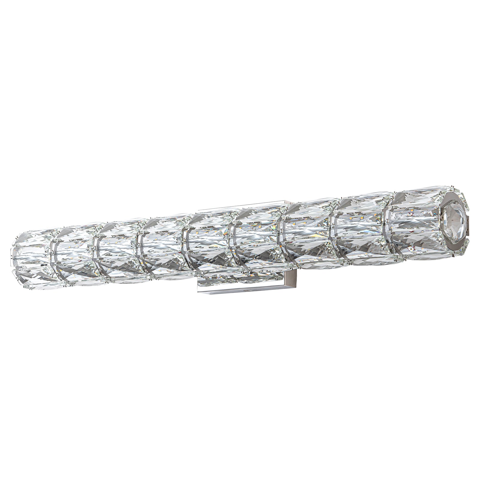 28.5 in. 1-Light Modern Chrome Metal Linear Integrated LED Bathroom Vanity Light Dimmable with Crystal Shade