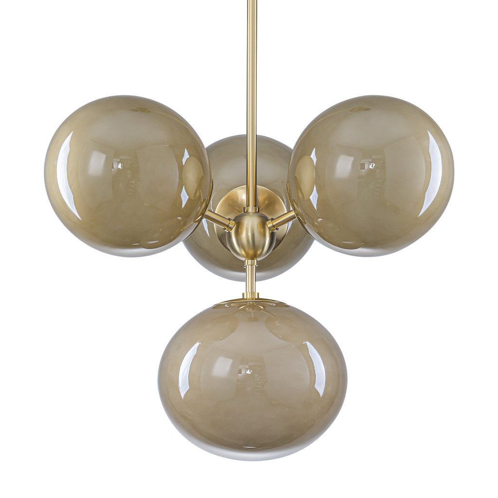4-Light Modern Sputnik Chandelier with Amber Globe Glass Shades - product image 9 | Zenvolit