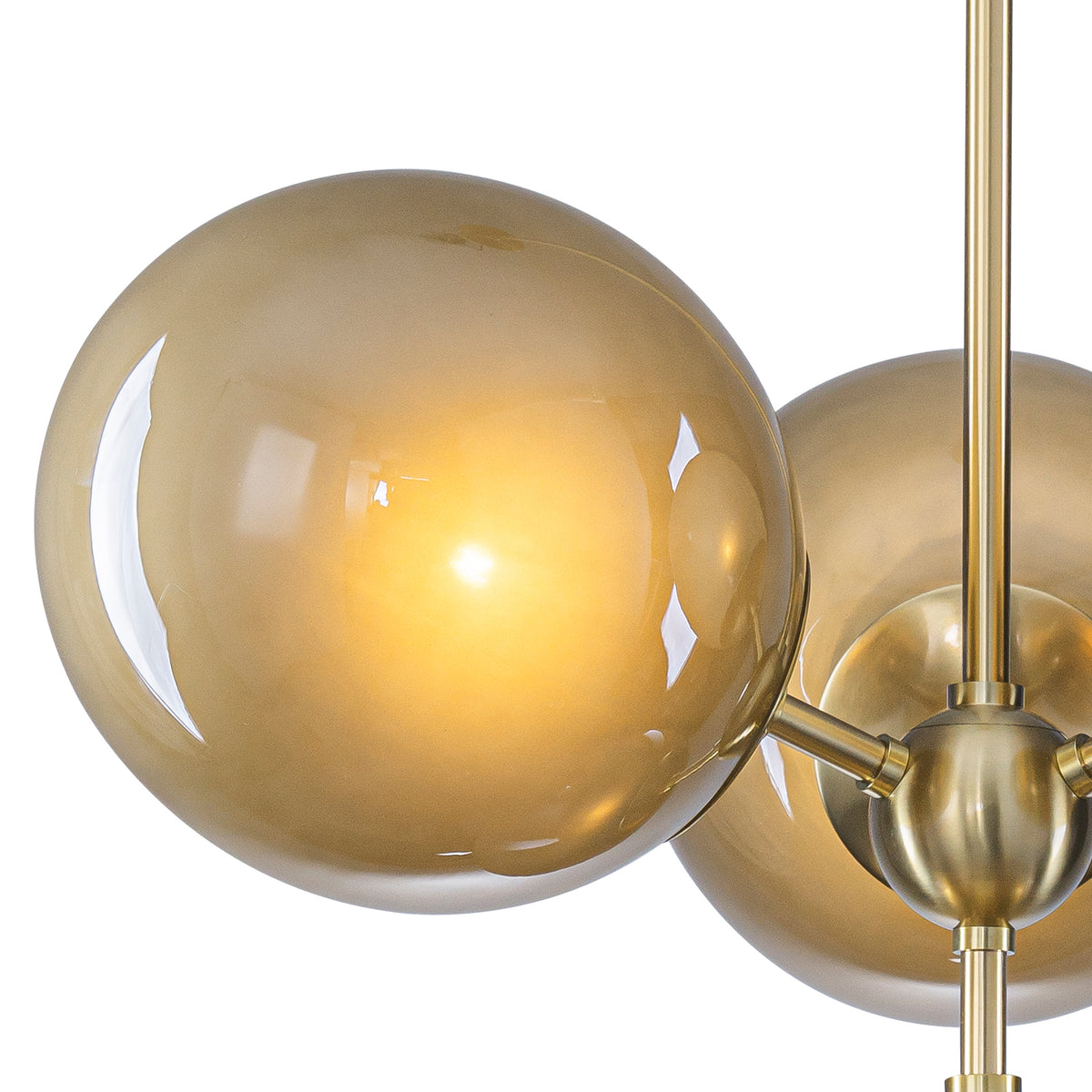 4-Light Modern Sputnik Chandelier with Amber Globe Glass Shades - product image 10 | Zenvolit