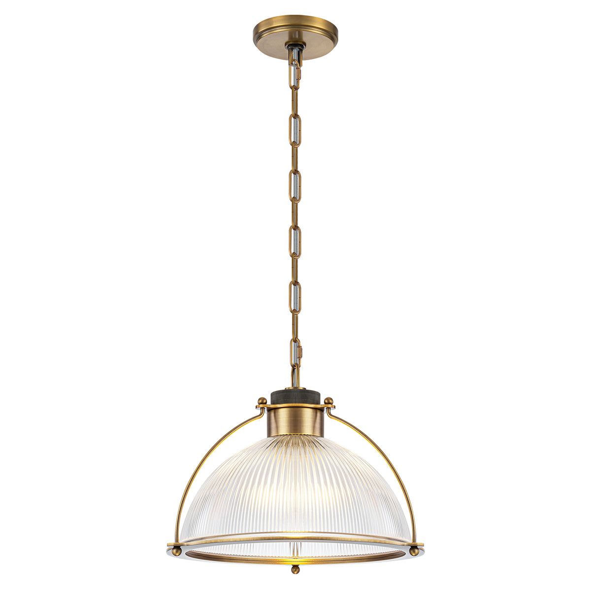 14" Semi Dome Ribbed Glass Pendant Light Modern Kitchen or Dining Room - product image 2 | Zenvolit