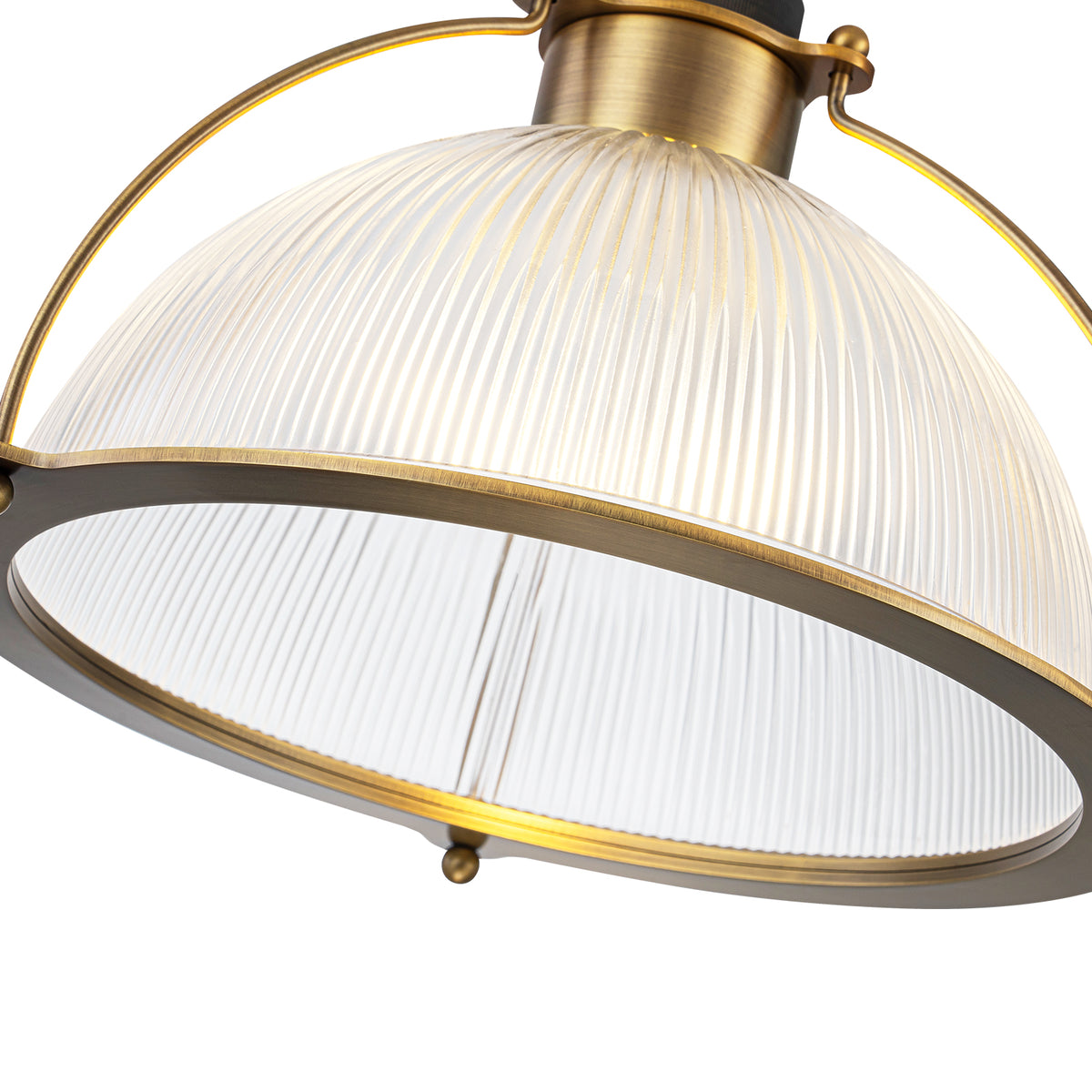14" Semi Dome Ribbed Glass Pendant Light Modern Kitchen or Dining Room - product image 4 | Zenvolit