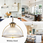 14" Semi Dome Ribbed Glass Pendant Light Modern Kitchen or Dining Room - product image 13 | Zenvolit