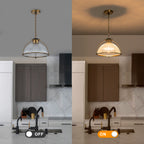 14" Semi Dome Ribbed Glass Pendant Light Modern Kitchen or Dining Room - product image 15 | Zenvolit
