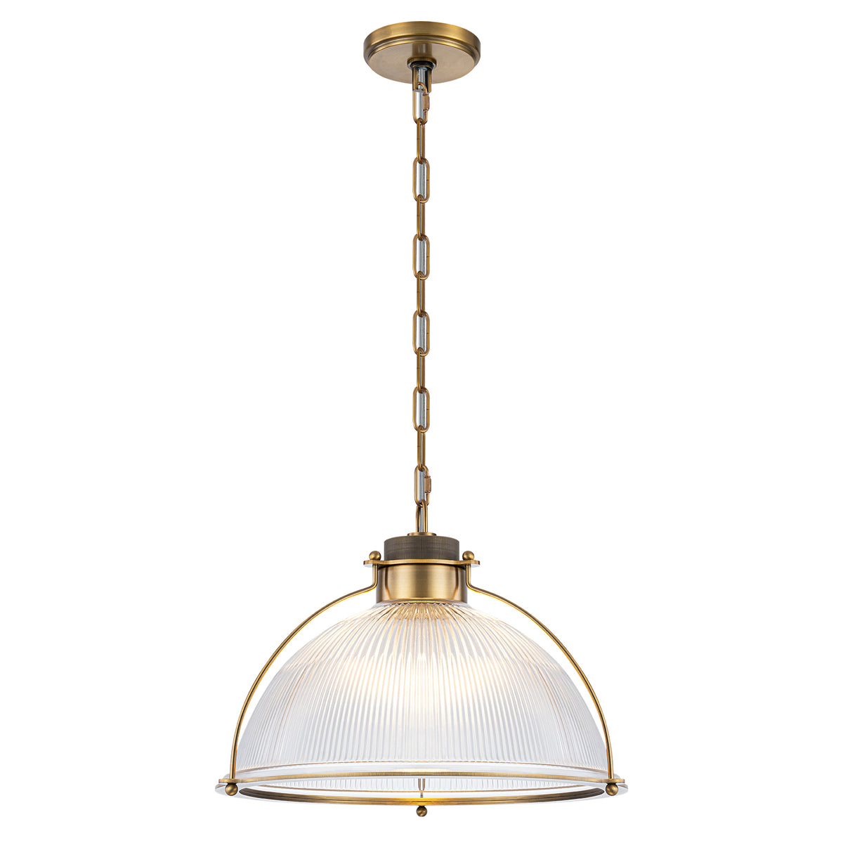 16.7" Semi Dome Ribbed Glass Pendant Light Modern Kitchen Dining Room - product image 2 | Zenvolit