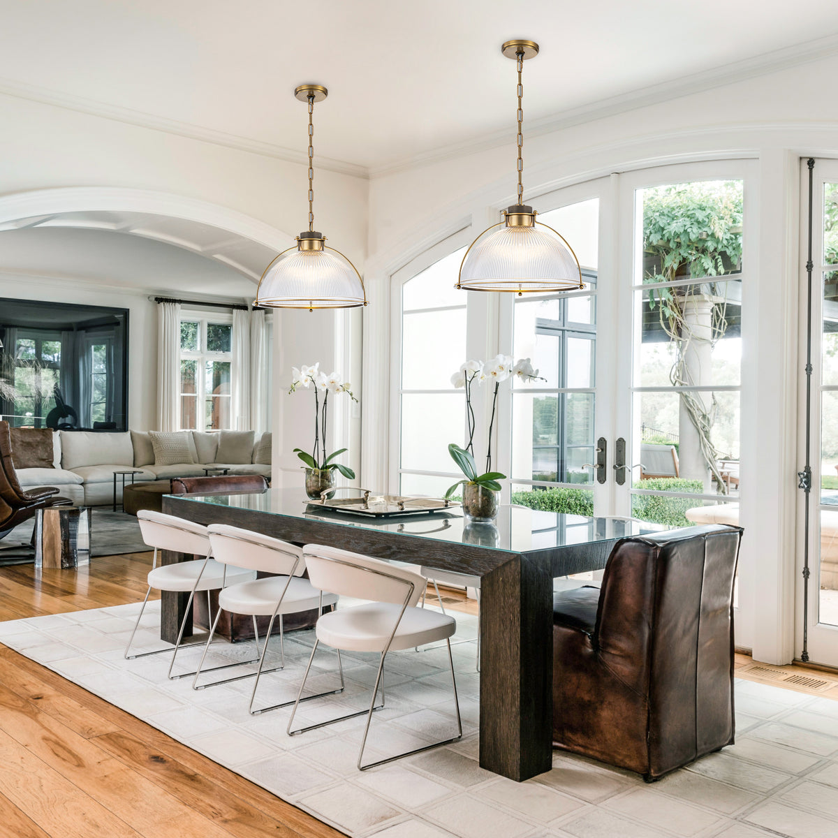 16.7" Semi Dome Ribbed Glass Pendant Light Modern Kitchen Dining Room - product image 11 | Zenvolit