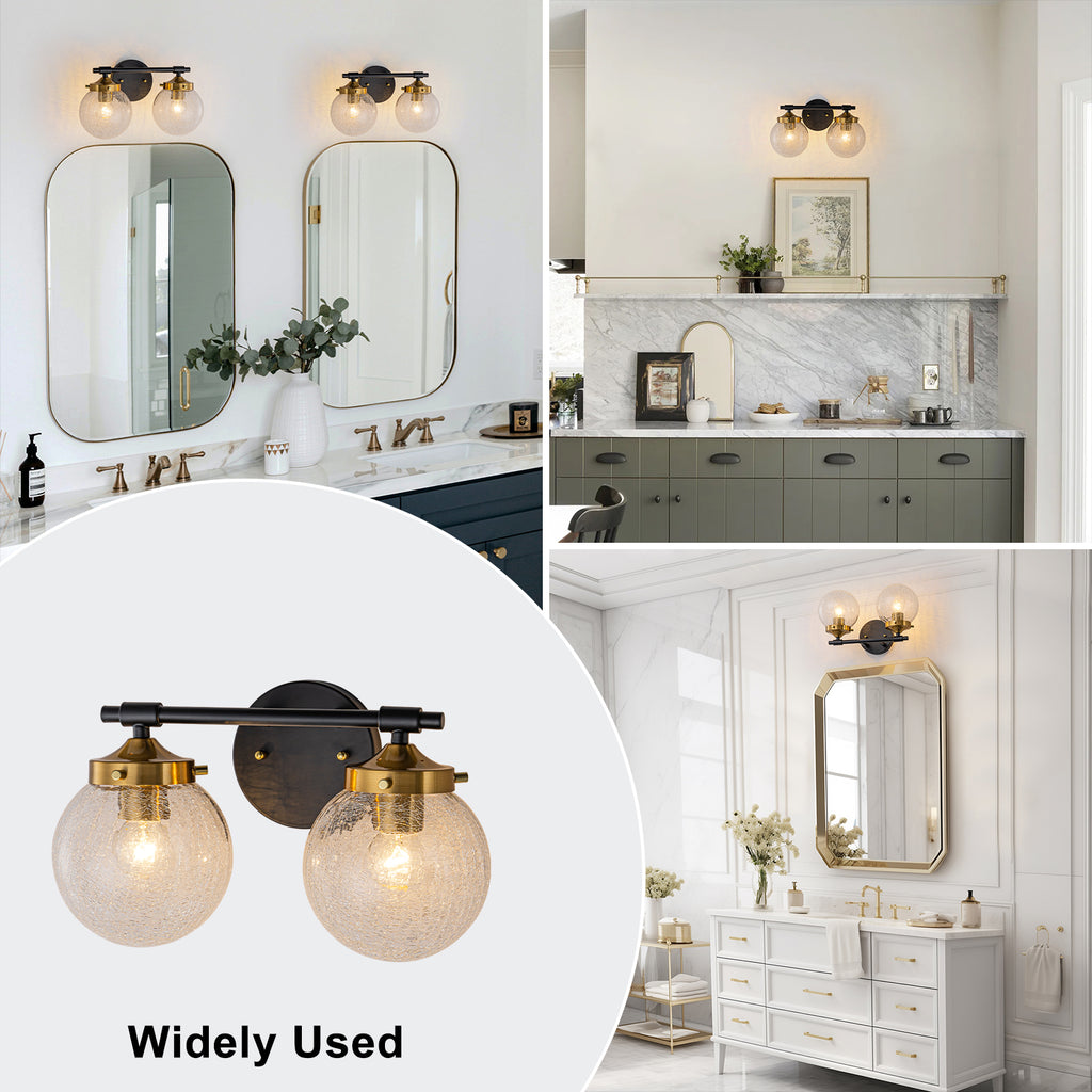 2-Light Crackled Glass Globe Wall Sconce Modern Vanity Light - product image 6 | Zenvolit