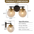 2-Light Crackled Glass Globe Wall Sconce Modern Vanity Light - product image 7 | Zenvolit