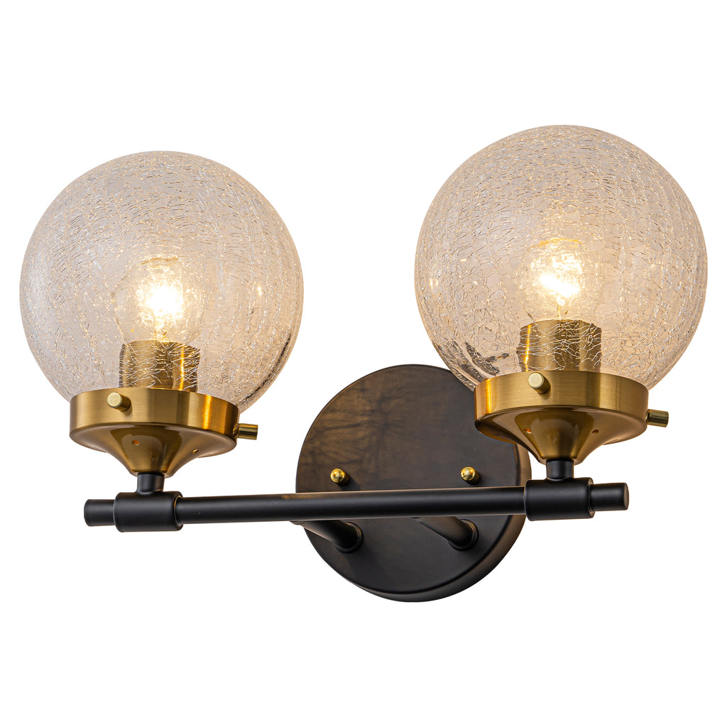 2-Light Crackled Glass Globe Wall Sconce Modern Vanity Light - product image 16 | Zenvolit