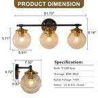 3-Light Crackled Glass Globe Wall Sconce Modern Vanity Light - product image 7 | Zenvolit