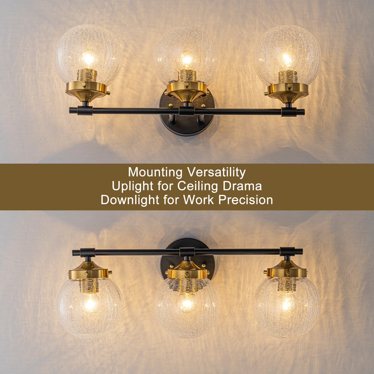 3-Light Crackled Glass Globe Wall Sconce Modern Vanity Light - product image 15 | Zenvolit