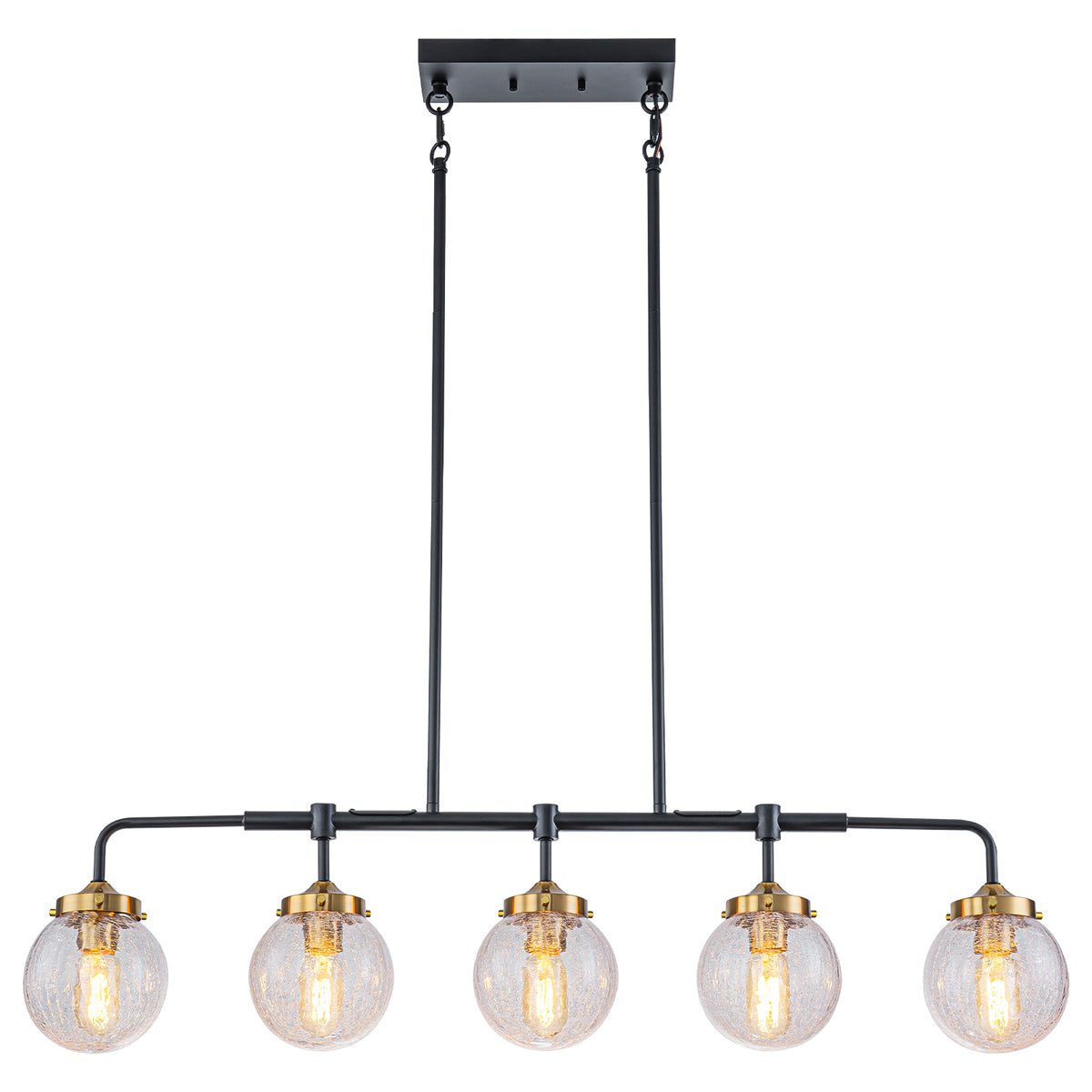 5-Light Crackled Glass Globe Linear Island Pendant Light Modern Fixture - product image 16 | Zenvolit