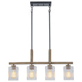 4-Light Faux Wood Linear Island Chandelier with Ribbed Glass Shades - product image 17 | Zenvolit