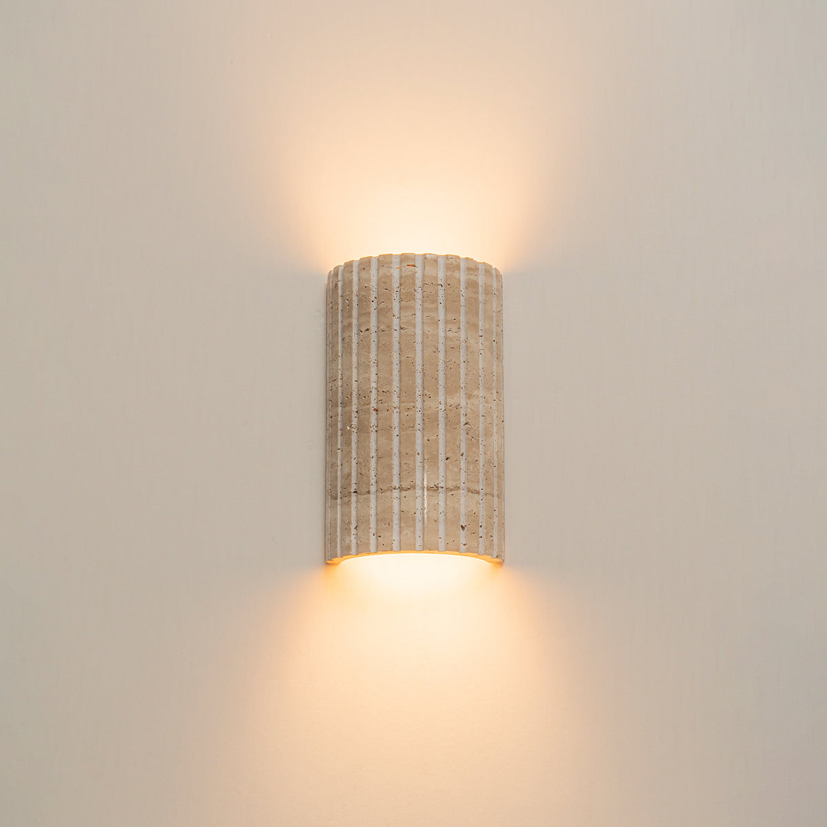 Travertine Dimmable LED Wall Sconce with Vertical Grooved Design - product image 9 | Zenvolit
