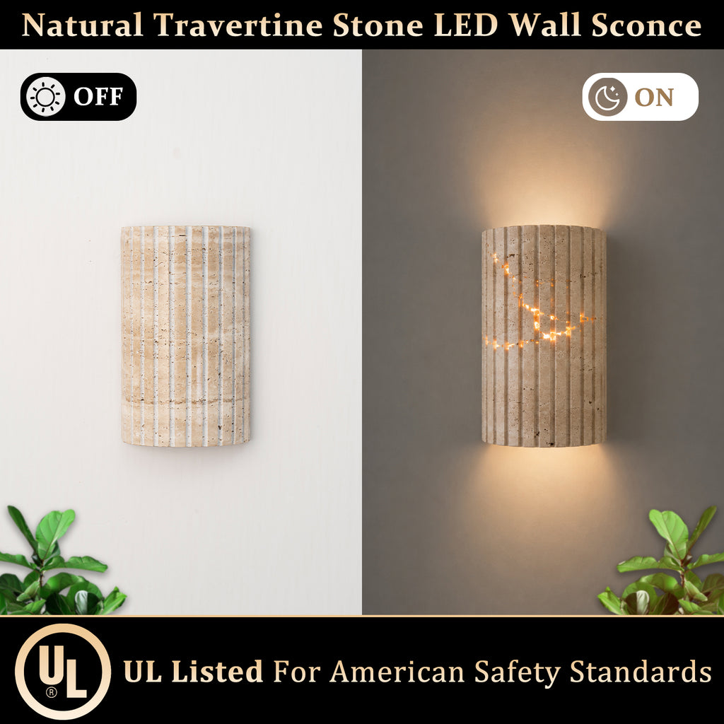 Travertine Dimmable LED Wall Sconce with Vertical Grooved Design - product image 29 | Zenvolit
