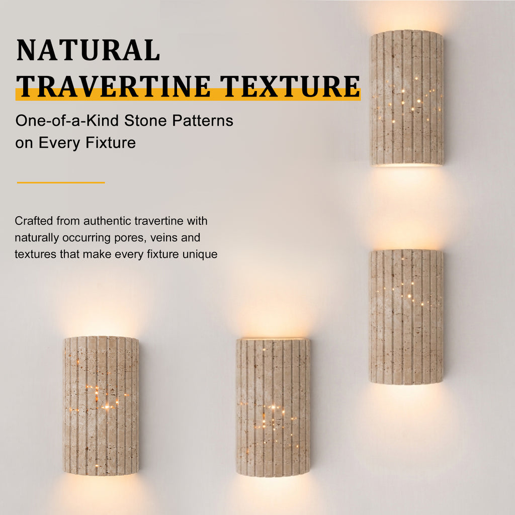 Travertine Dimmable LED Wall Sconce with Vertical Grooved Design - product image 30 | Zenvolit