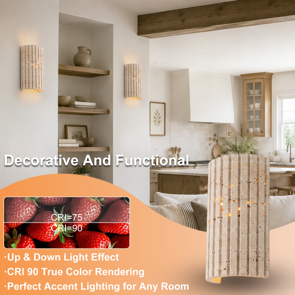 Travertine Dimmable LED Wall Sconce with Vertical Grooved Design - product image 31 | Zenvolit