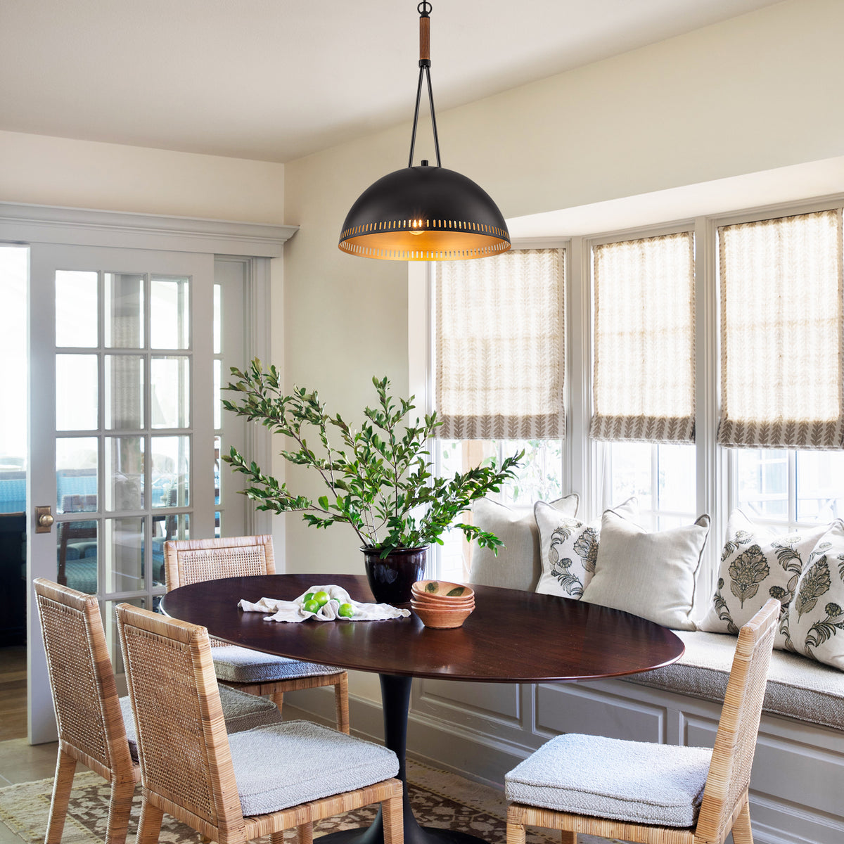 Modern Black Dome Pendant Light with Gold Interior Kitchen Lamp - product image 10 | Zenvolit
