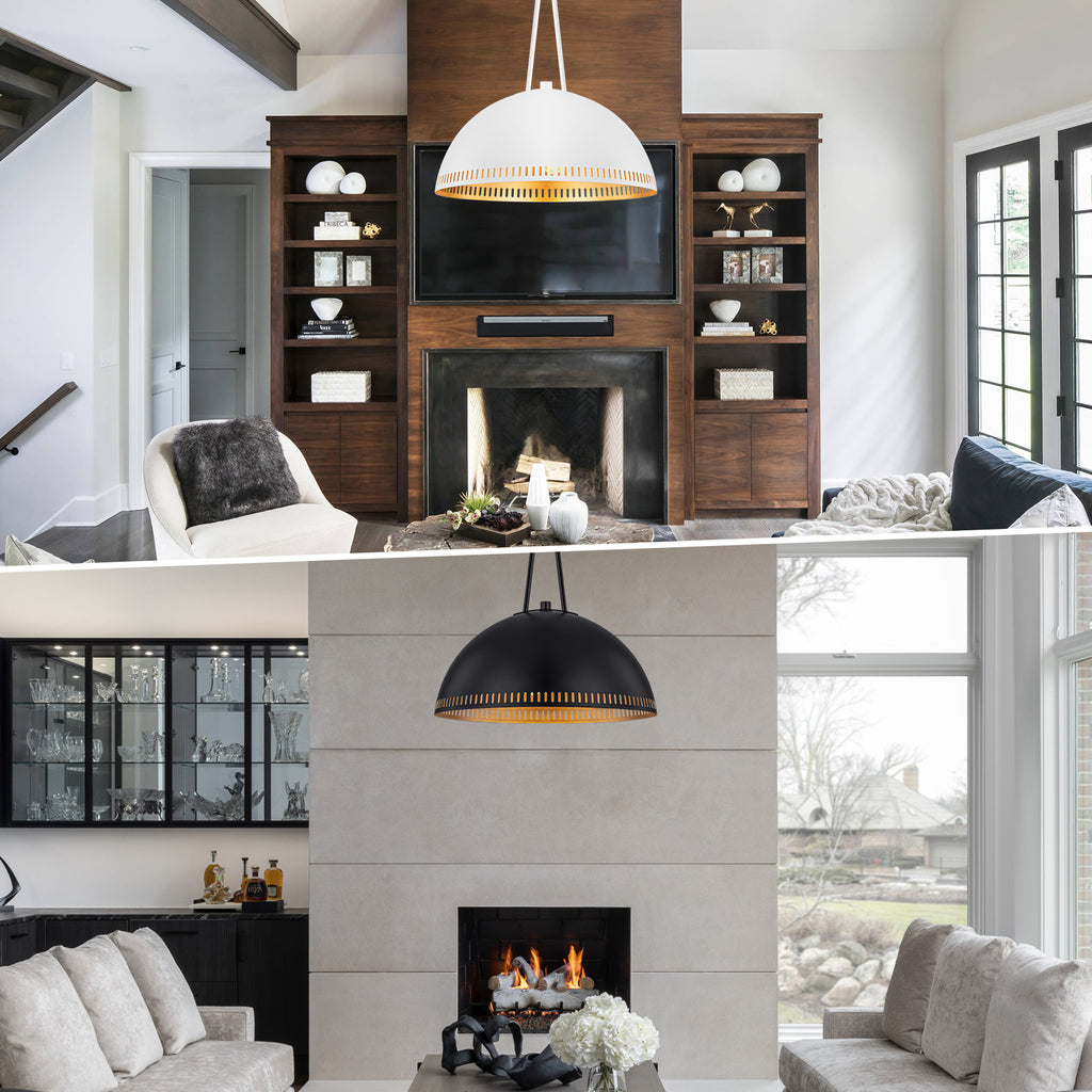 Modern Black Dome Pendant Light with Gold Interior Kitchen Lamp - product image 24 | Zenvolit