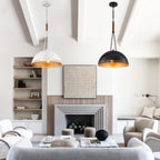 Modern Black Dome Pendant Light with Gold Interior Kitchen Lamp - product image 25 | Zenvolit