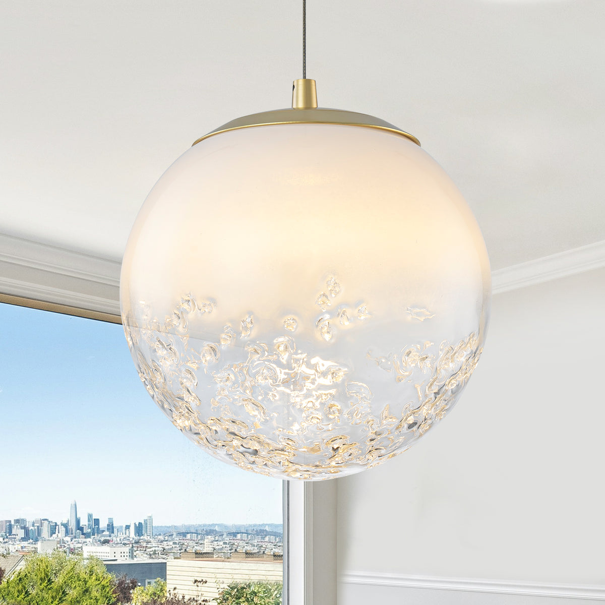 Modern LED Pendant Light with Translucent White Glass Globe - product image 1 | Zenvolit