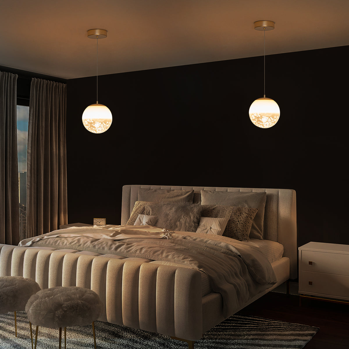 Modern LED Pendant Light with Translucent White Glass Globe - product image 9 | Zenvolit