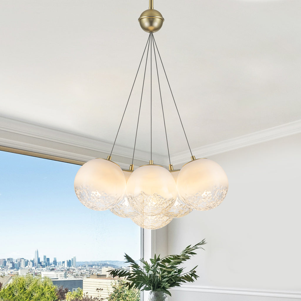 6-Light Modern Gradient Moon Glass Globe LED Chandelier Dimmable - product image 1 | Zenvolit