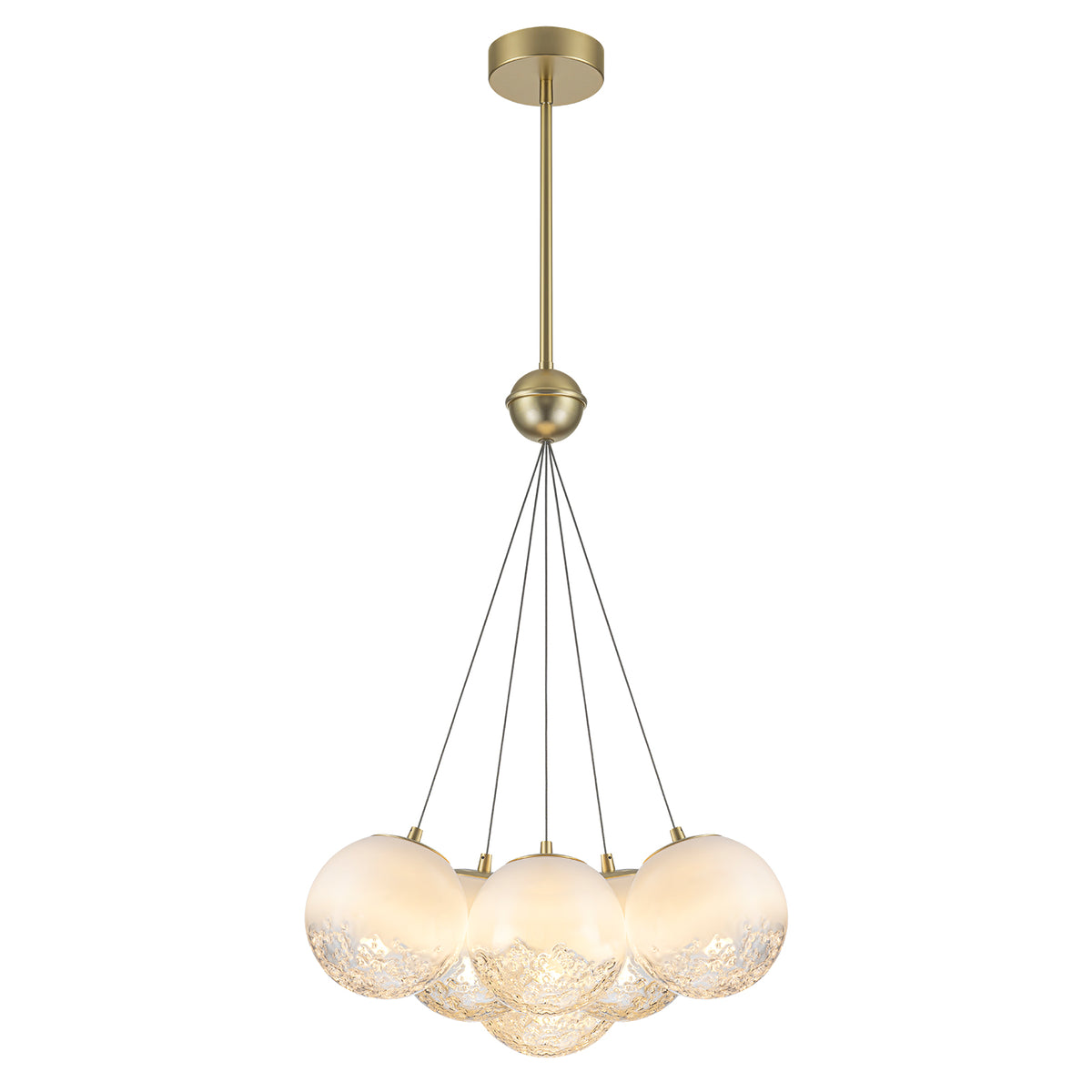 6-Light Modern Gradient Moon Glass Globe LED Chandelier Dimmable - product image 2 | Zenvolit
